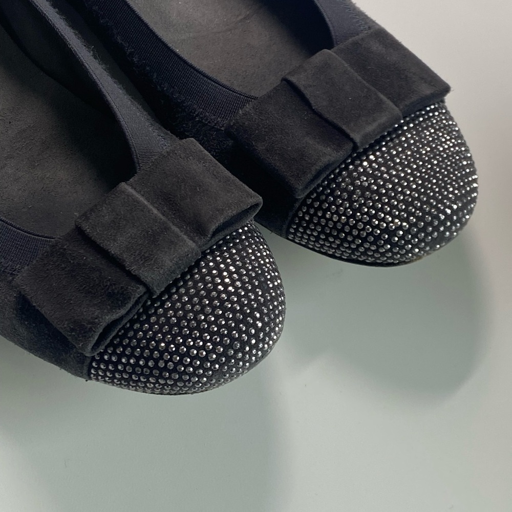 Stuart Weitzman Cabot Flats Suede Leather Bow Studded Size 7 - Picture 6 of 10